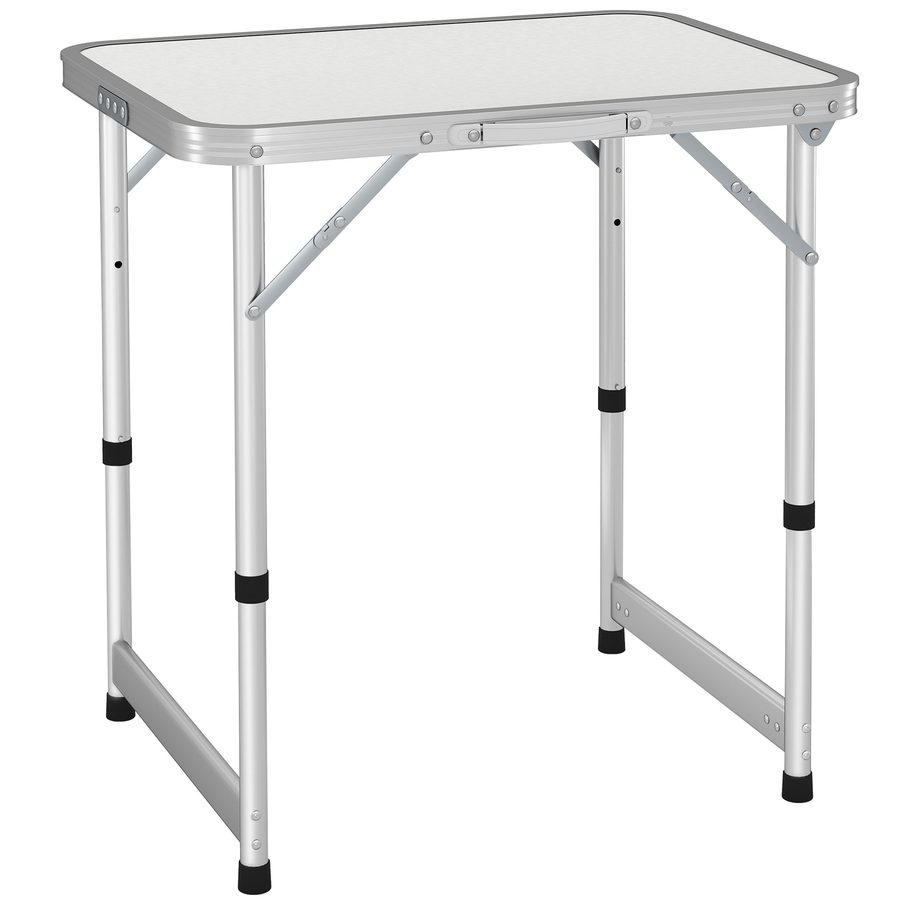 Outsunny® Campingtisch Klapptisch Universaltisch Koffertisch Gartentisch Falttisch höhenverstellbar Alu + MDF Weiß 60 x 45 x 47,5/64 cm   Aosom von Outsunny