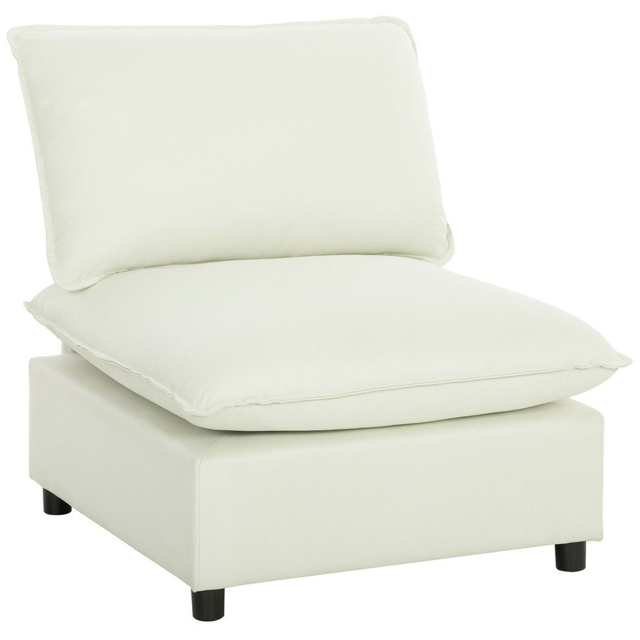 HOMCOM Wohnsessel, moderner 1‑Sitzer ohne Armlehnen mit breiter Sitzfläche, dicken Kissen, Leinenstoff, Lesesessel für Schlafzimmer, Wohnzimmer, kleine Räume, Creme   Aosom von HOMCOM