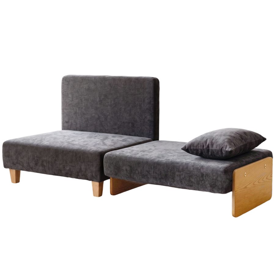HOMCOM Schlafsessel 2-in-1 mit Bettfunktion, Schlafsofa mit 2 waschbaren Kissen, Seitentaschen, Leinen-Samt-Mischgewebe Gepostert Gästebett für Wohnzimmer, Schlafzimmer, 183 x 57 cm, Dunkelgrau   Aosom von HOMCOM