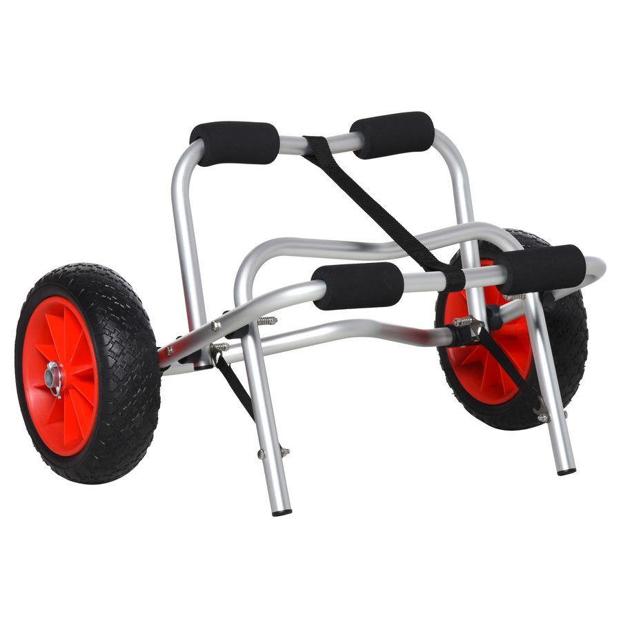 HOMCOM Transportwagen Alu Kajakwagen klappbar mit Gurt Kunstleder-Räder bis 75 kg, (Surfwagen, 1-St., Kanuwagen), für Garten, Balkon, Silber von HOMCOM