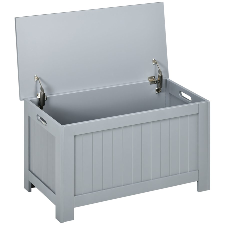 HOMCOM Truhe Spielzeugkiste mit Deckel, Aufbewahrungstruhe, Spielzeugtruhe, Aufbewahrungsbox, Auflagenbox für Flur, Schlafzimmer, Wohnzimmer, 81 x 40 x 46 cm, Grau   Aosom von HOMCOM