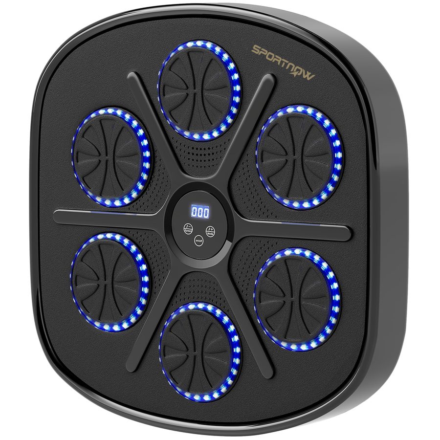 SPORTNOW Music Boxing Machine, elektronische Bluetooth Boxmaschine mit LED-Leuchten, Musik, Wandmontage Boxziel für Erwachsene, Heimübungen, Schwarz   Aosom von SPORTNOW