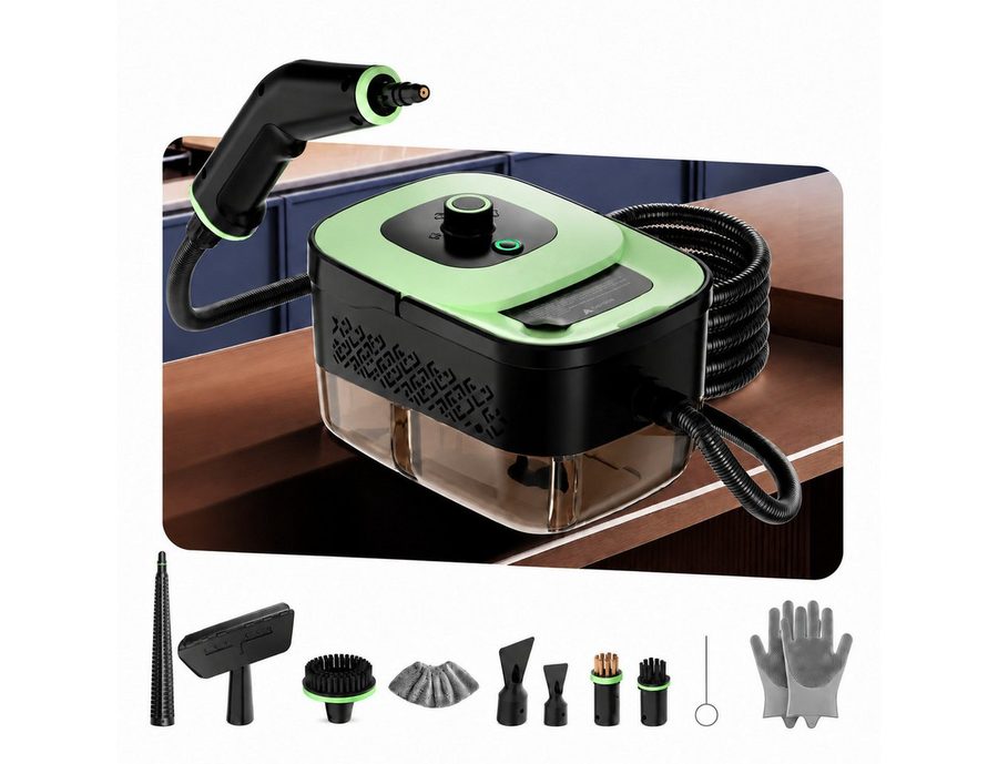 Fyrove Dampfreiniger Handdampfreiniger mit Zubehör für Küche, Bad & Fugen, 1500 W, mit Dampfpistole, Bürsten, flexiblem Schlauch & transparentem Tank von Fyrove
