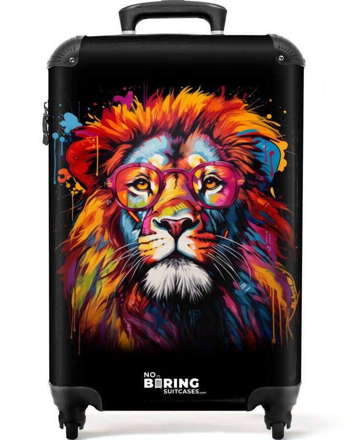 NoBoringSuitcases.com© Hartschalen-Trolley Bunter Löwe im Graffiti-Stil 55x35x20cm, Reisetasche mit Rollen, Koffer Handgepäck Flugzeug von NoBoringSuitcases.com©