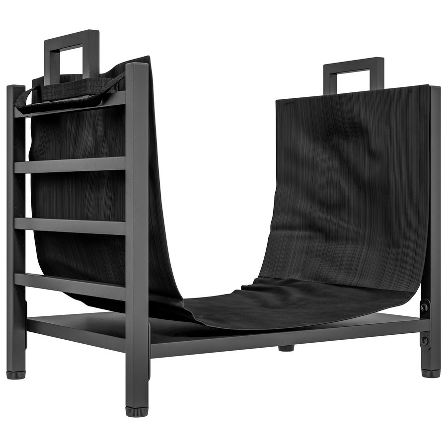 Outsunny Kaminholzregal 49 x 34 x 44 cm Brennholzregal mit abnehmbarem Tragebeutel, Feuerholzregal für Outdoor, Indoor, bis 50 kg, Metall, Schwarz   Aosom von Outsunny