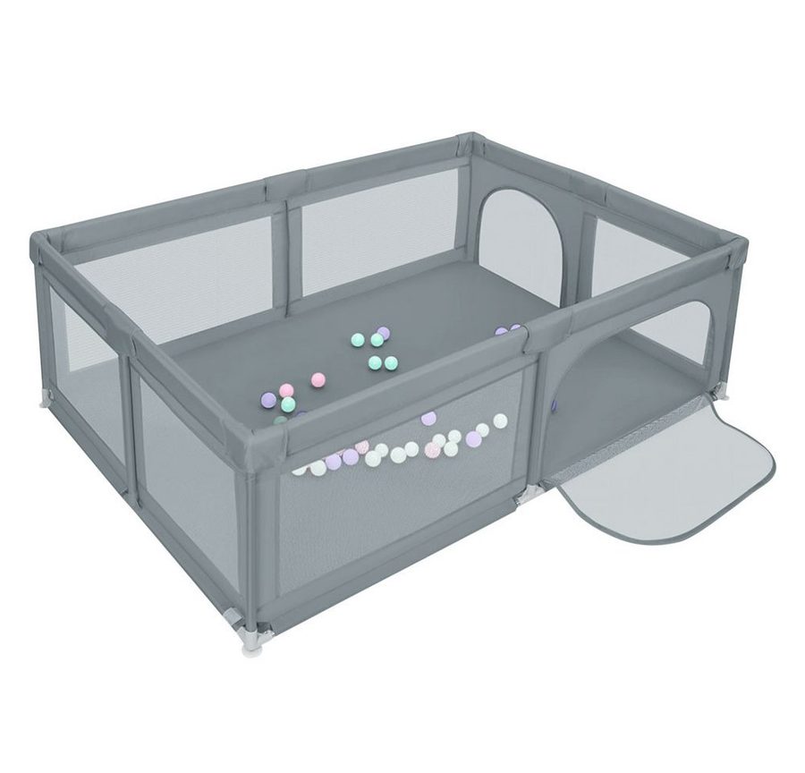 JEOBEST Laufgitter Laufstall Baby 205 x 147 x 66cm Große XXl, Sicherheitsspielplatz Schutzgitter mit atmungsaktivem Netz,50 Bällen von JEOBEST