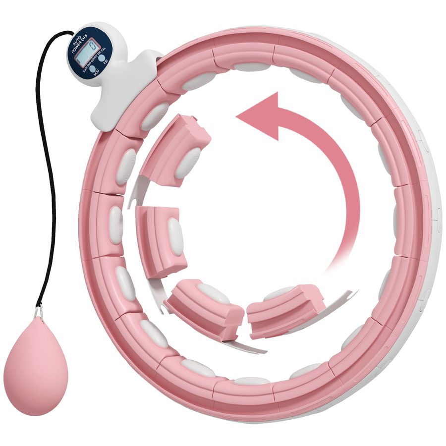 SPORTNOW Smart Hula Hoop Reifen Erwachsene mit Gewicht Kugel Zähler 16 Knoten (76-113cm) Einstellbar Fitness Leise Abnehmen Ausrüstung Infinity Hula-Hoop für Gewichtsverlust, Fitness Rosa   Aosom von SPORTNOW