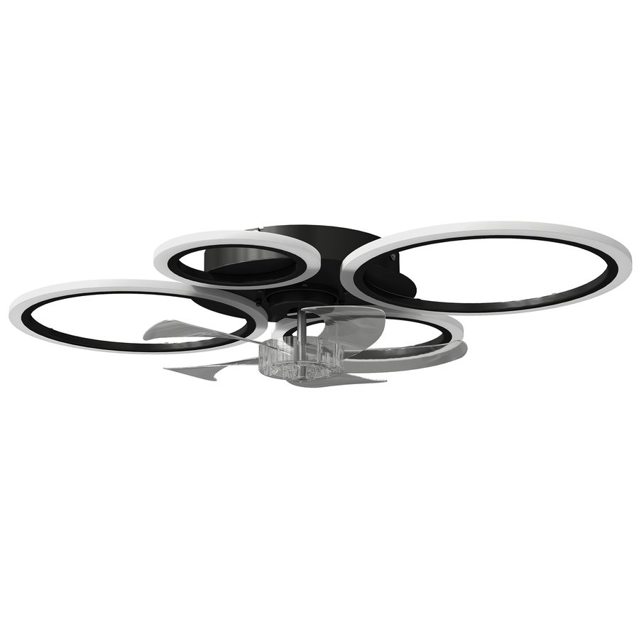 HOMCOM LED Deckenleuchte mit Ventilator, Leise Deckenventilator mit Beleuchtung, 77 cm mit Fernbedienung, 6 Geschwindigkeiten, 3 Farbtemperaturen, DC Motor, Timer für Wohnzimmer, Schwarz   Aosom von HOMCOM