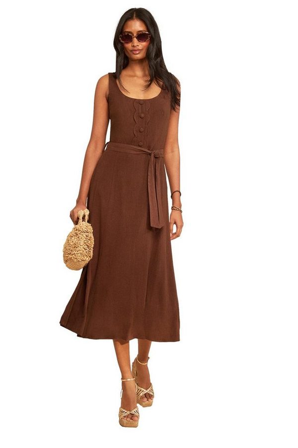 Love & Roses Midikleid Love & Roses Midi-Trägerkleid mit Bogenkante (1-tlg) von Love & Roses