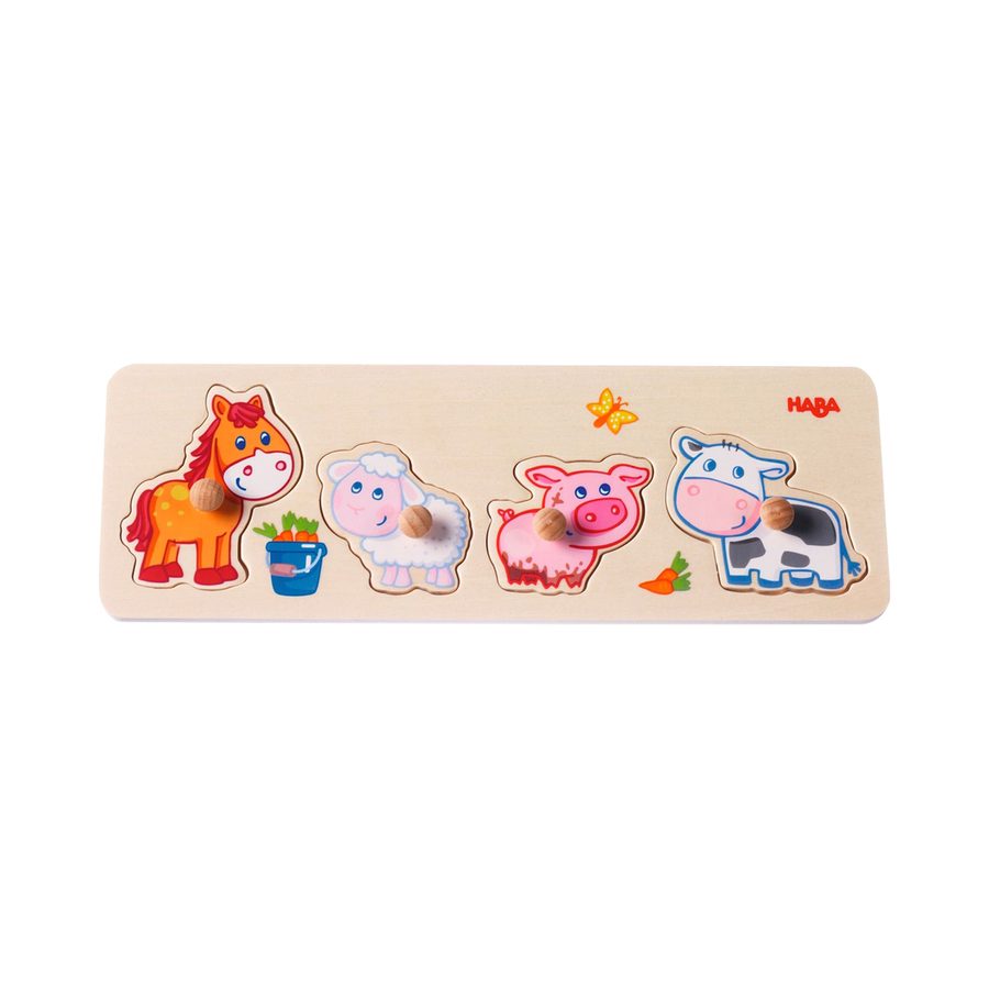 Haba Steckpuzzle Bauernhof-Tierkinder, 4 Puzzleteile von HABA