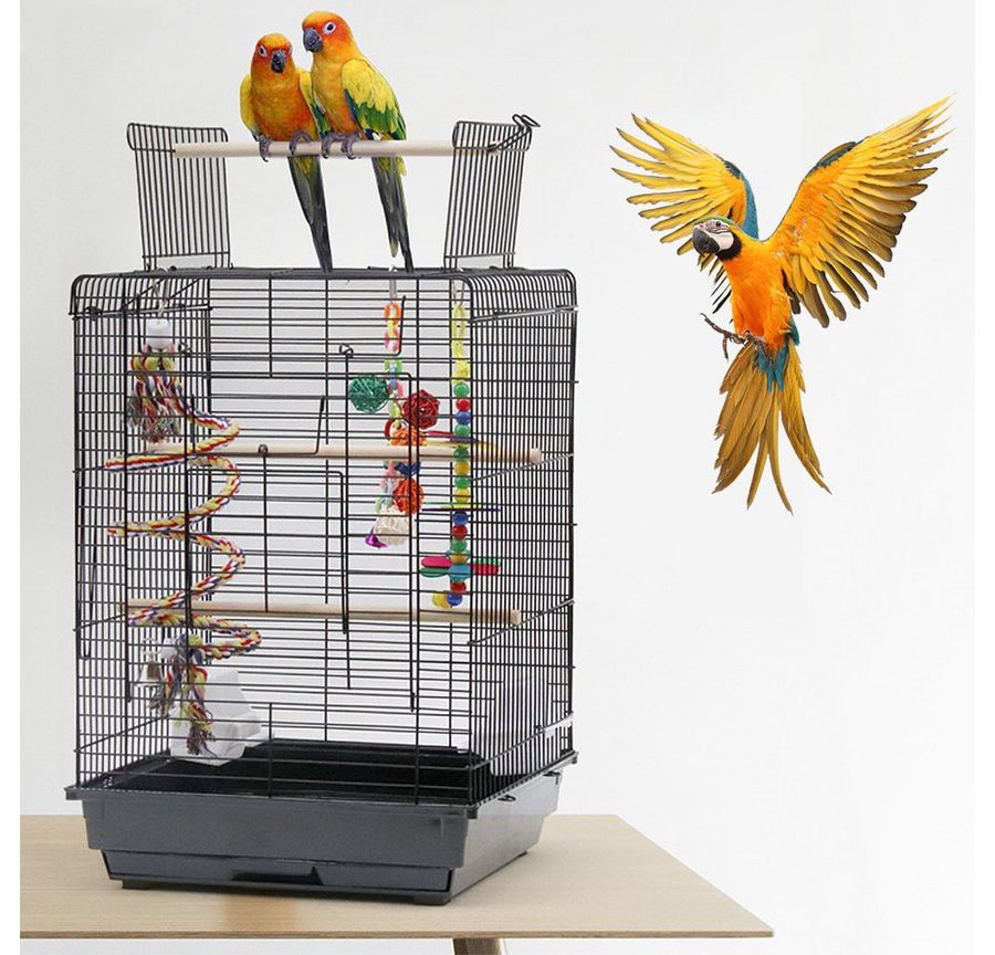 JEOBEST Vogelkäfig Vogelbauer Vogelvoliere Vogelhaus mit 3 Sitzstangen, Käfig, Öffnung nach Oben, Herausnehmbares tablett von JEOBEST