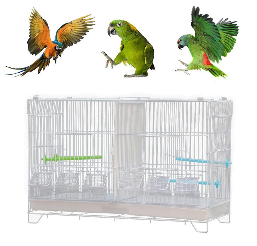 JEOBEST Vogelkäfig Brutkäfig für Vögel, Vogel Käfig Trennkäfig, Vogelheim, Herausnehmbares tablett, mit 4 Sitzstangen von JEOBEST