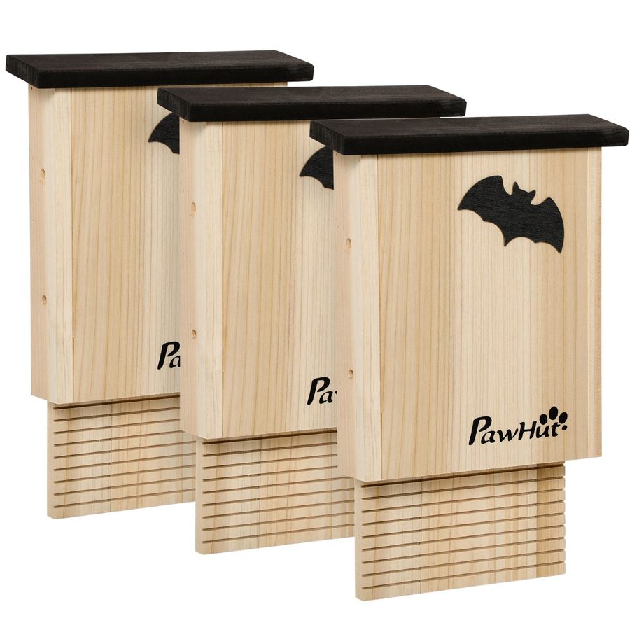 PawHut Kleintierhaus Fledermauskasten 3er-Set, Nistkasten für Fledermäuse, Fledermaushaus zum Aufhängen von PawHut