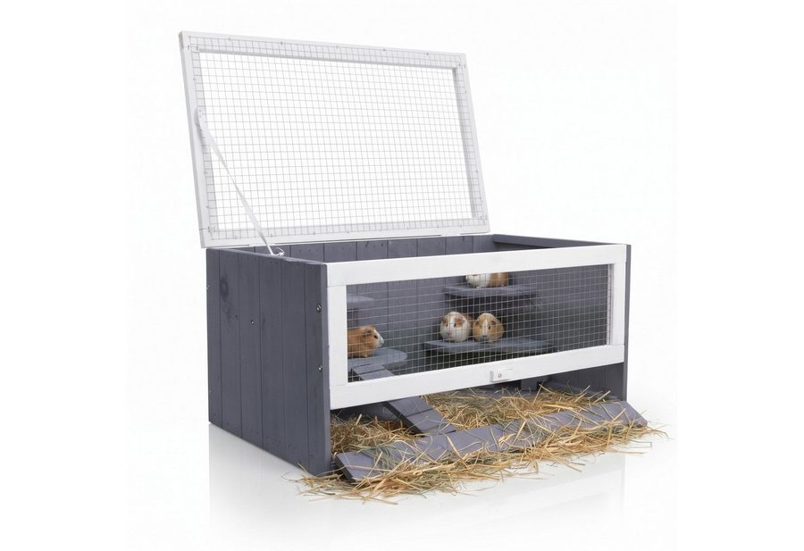 Mucola Kleintierkäfig Kleintierstall Hamsterkäfig Gehege Mäusekäfig Rattenkäfig, inkl. Haus, Trinkflaschenhalterung und Rampe von Mucola