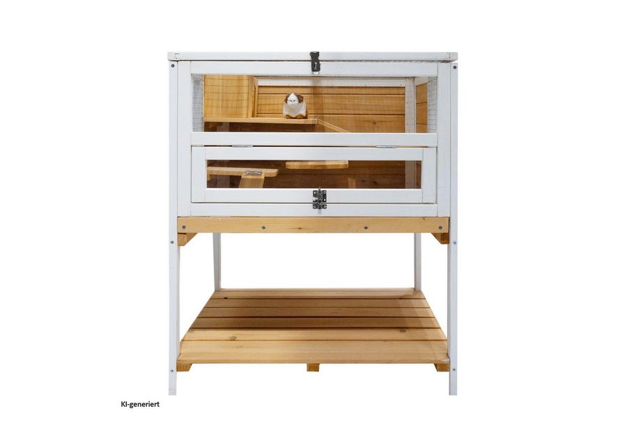 HTI-Living Kleintierkäfig Hamsterkäfig Gino Deluxe, Kleintierkäfig Holz mit Ablage von HTI-Living