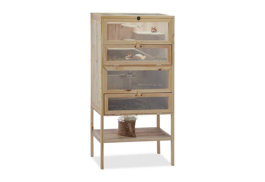 relaxdays Kleintierkäfig Hamsterkäfig Holz von RELAXDAYS