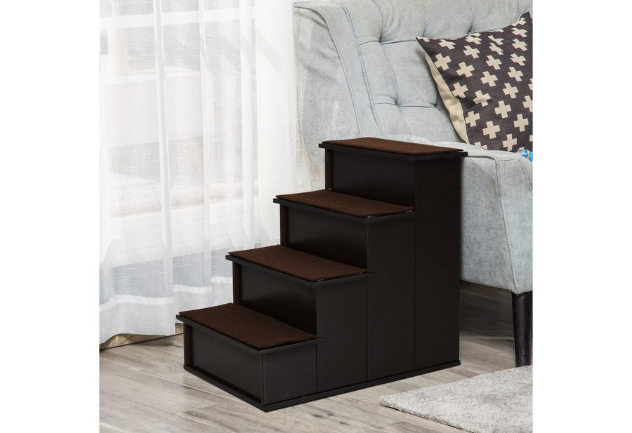 PawHut Haustiertreppe Hundetreppe 4-stufige Katzentreppe mit rutschfester Matte von PawHut