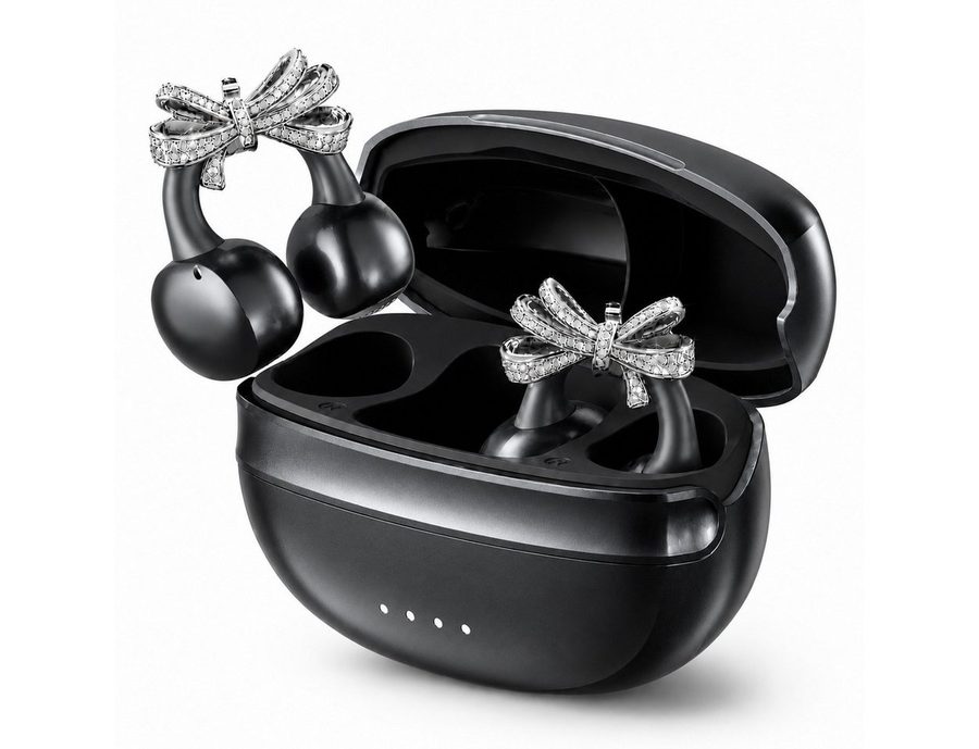Futicare Bluetooth 6.0 Clip-On-Kopfhörer mit abnehmbarem Deko-Element, Open-Ear-Kopfhörer (kabellose Earbuds mit 60 Std.IPX5, KI-Mikrofon, Geschenkidee für sie) von Futicare