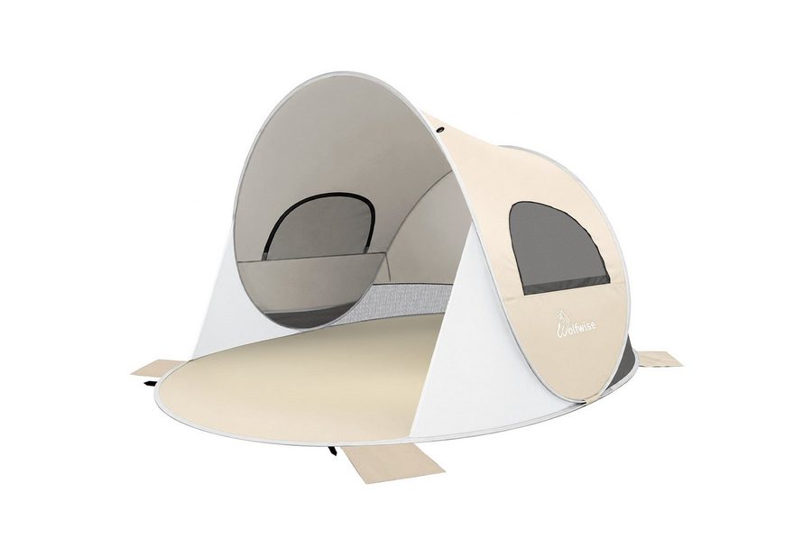 Wolfwise Kuppelzelt Strandmuschel Pop-Up Zelt mit UV-Schutz 50+, 2-6 Personen Strandzelt, Personen: 6 (Set, 1 x Zelt, mit Transporttasche), UV-Schutz 50+, Wasserabweisendes von Wolfwise