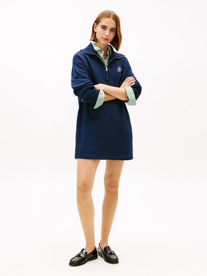 Tommy Hilfiger Minikleid TH SCRIPT 1/2 ZIP TERRY DRESS von Tommy Hilfiger