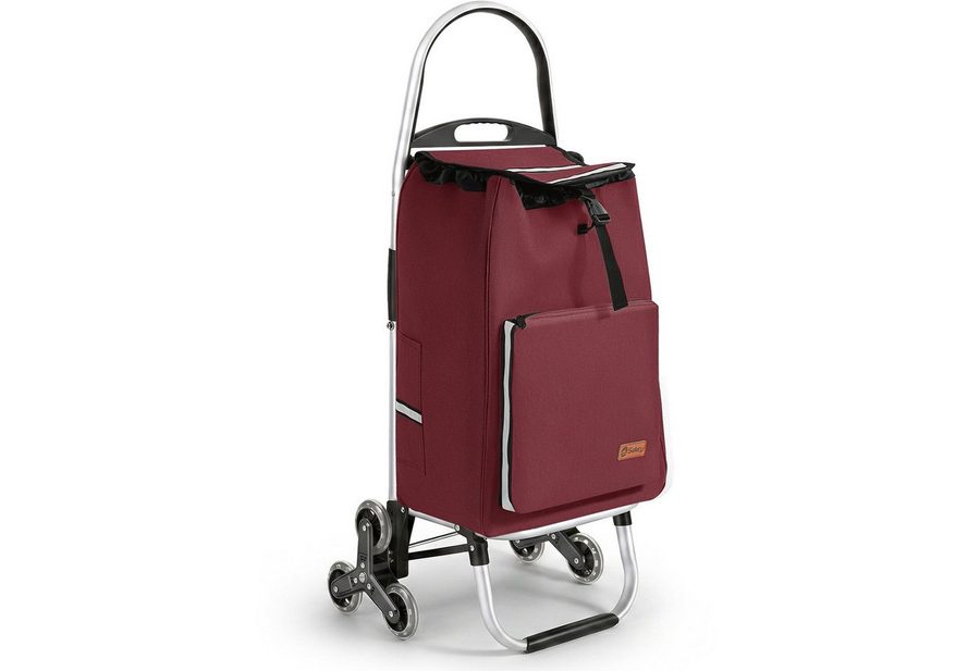 Sekey Einkaufstrolley Aluminium 2-in-1 Faltbar Einkaufstrolley Treppensteiger mit Kühltasche, 50 l zusammenklappbarer Transportwagen Treppensteiger Einkaufswagen von Sekey