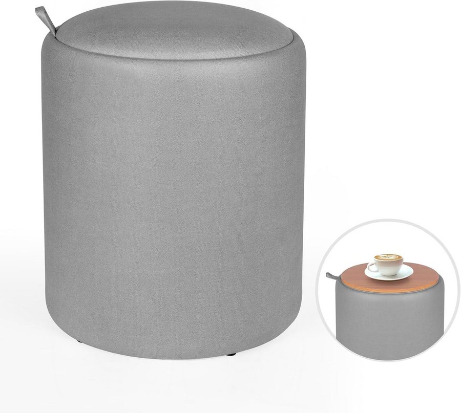 Zedelmaier Sitzhocker rund Hocker Zylindrischer Samthocker Fußbank (Set), mit stauraum von Zedelmaier