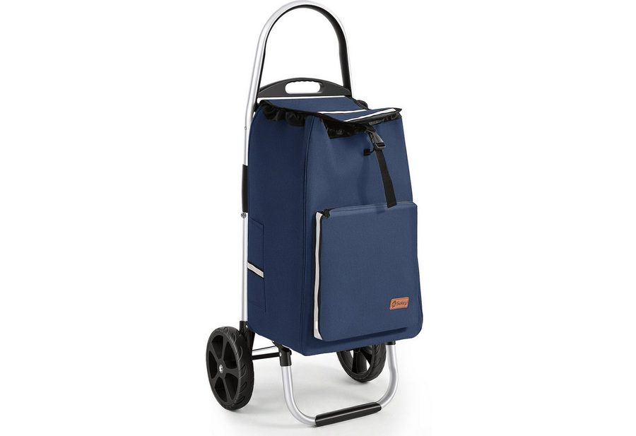 Sekey Einkaufstrolley Aluminium 2-in-1 Faltbar Einkaufstrolley Treppensteiger mit Kühltasche, 50 l Faltbar Einkaufsroller mit großen Rädern und Sackkarren-Funktion von Sekey