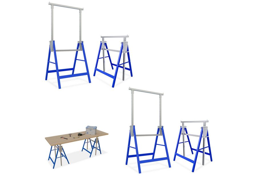 FIVMEN Gerüst Gerüstbock mit 7-fach höhenverstellbar 80-130 cm Arbeitsbock, (4 St), Zusammenklappbar Werkzeughalter Unterstellbock von FIVMEN
