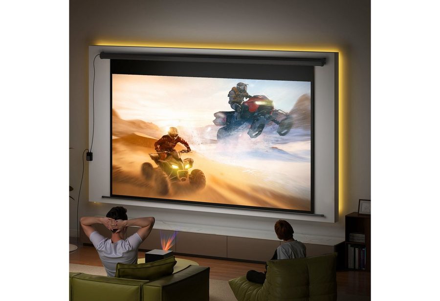 HOMCOM Beamer-Leinwand Elektrisch 266 x 149 cm 16:9 Projektionsleinwand Motorleinwand (für Heimkino, Präsentation, Metall, Schwarz) von HOMCOM
