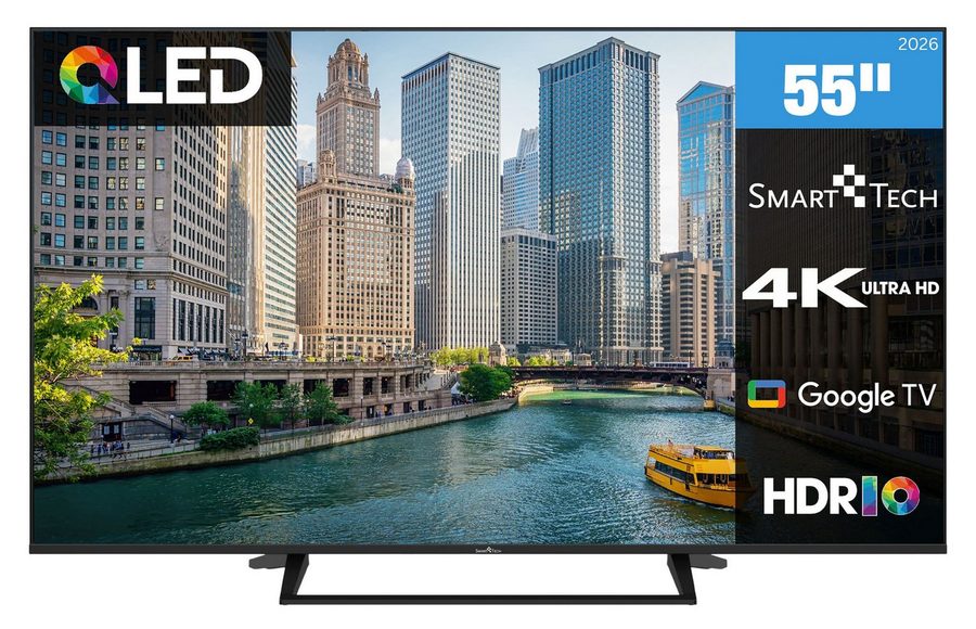 Smart Tech 55QG06K QLED-Fernseher (139 cm/55 Zoll, 4K Ultra HD, Google TV, Google Smart TV, HDR, Bluetooth, Triple-Tuner) von Smart Tech