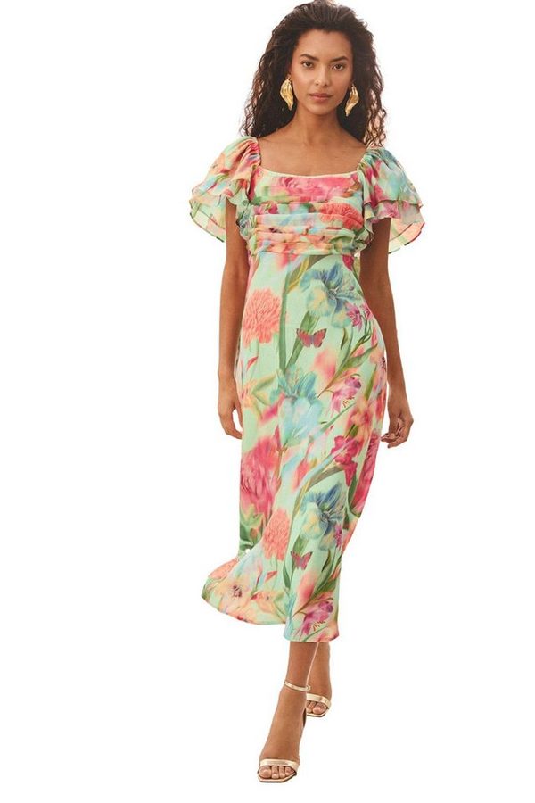 Love & Roses Midikleid Love & Roses Midikleid mit Flatterärmeln, Regular (1-tlg) von Love & Roses