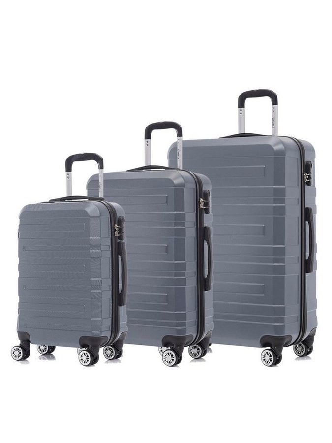 YONSLY Trolleyset Hartschalen-Reisekoffer Trolley Rollkoffer Gepäckset aus ABS, 4 Rollen, (Trolley-Set, 3 tlg., M, L & XL), vier Stellfüße zum seitlichen abstellen von YONSLY