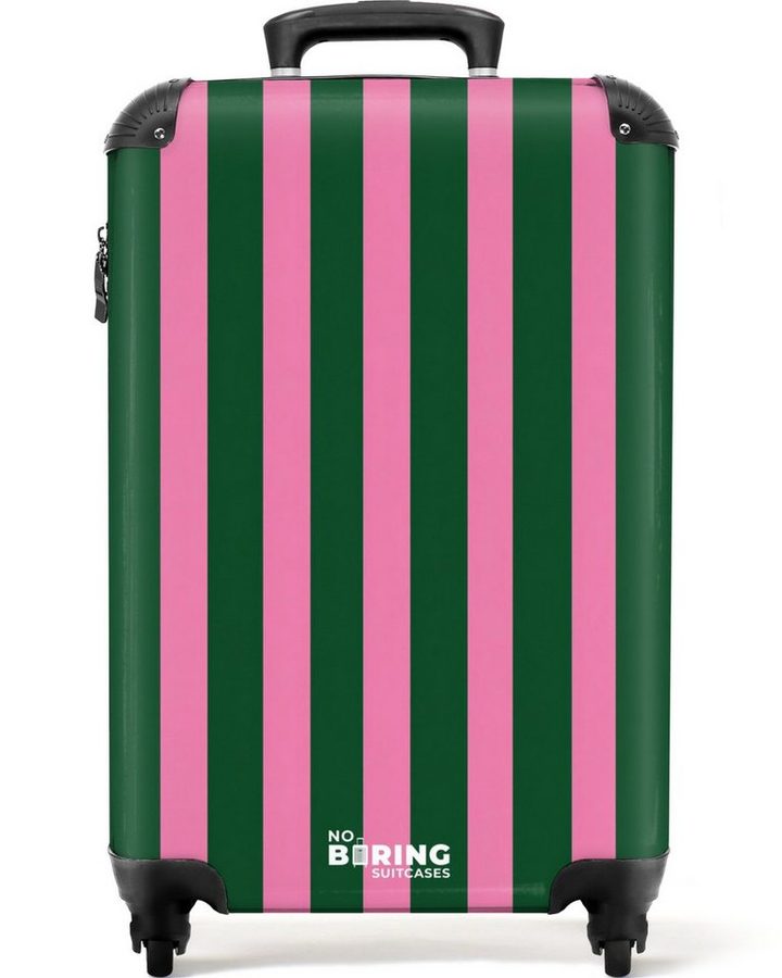NoBoringSuitcases.com© Hartschalen-Trolley Vertikale Streifen - Grün - Rosa 55x35x20cm, Handgepäck Koffer & Trolleys, Luggage, Reisekoffer Frauen von NoBoringSuitcases.com©