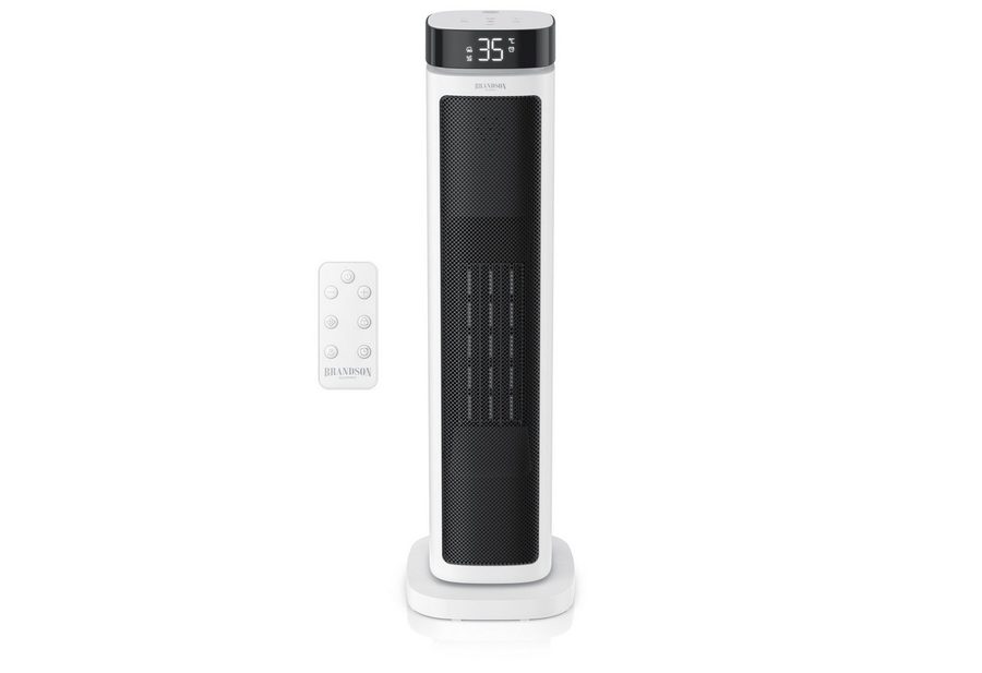 Brandson Heizlüfter Turm-Keramikheizlüfter energiesparend, 12h-Timer, Fernbedienung, 2000 W, Badezimmer, Thermostat, ECO-Modus, Oszillation, Kippschutz von Brandson