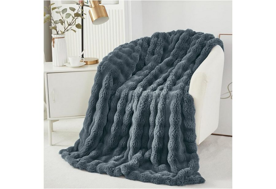 Überwurf Plüsch Kuscheldecke Flauschig Decke, Super Weiche Kuschelige, Sunicol, Kaninchen Kunstfell Warme Sofaüberwurf für Couch Bett Sofa von Sunicol