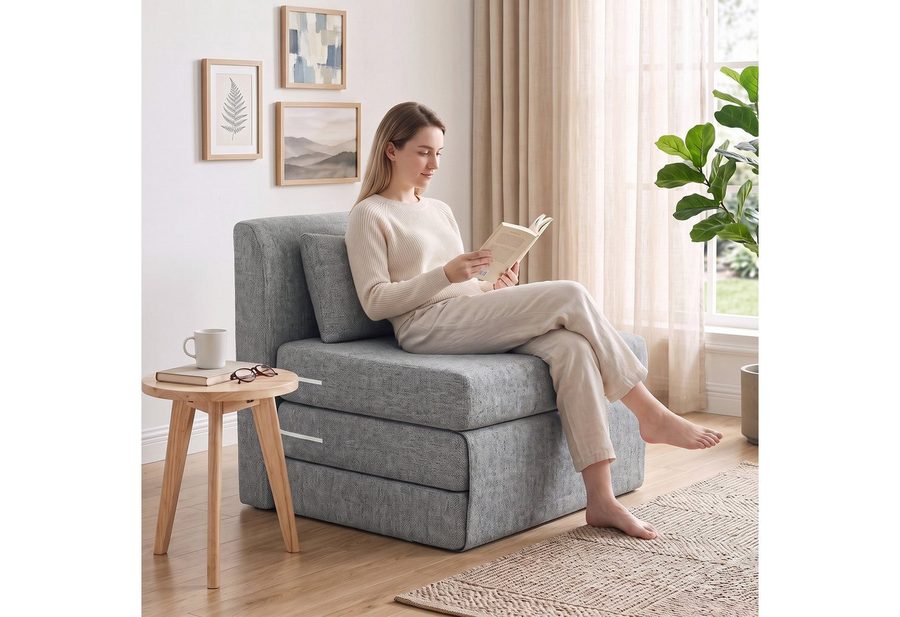 HOMCOM Bodenkissen Schlafsessel Klappbares Gästebett, Klappbar und multifunktional als Sofa & Bett verwendbar von HOMCOM