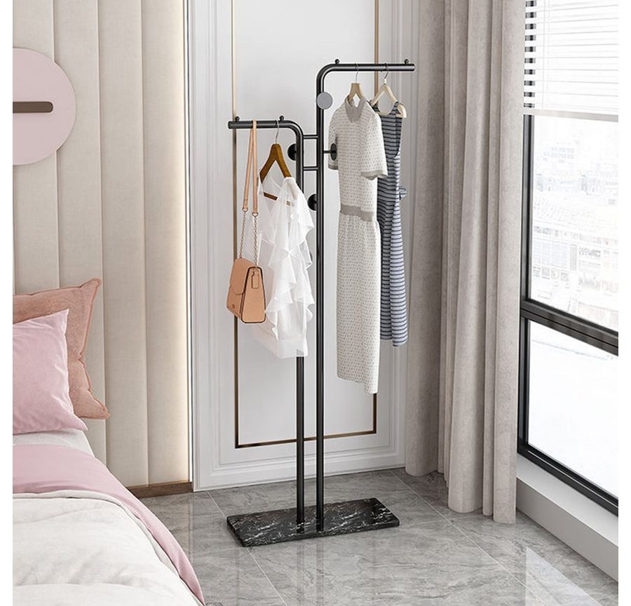 TUWENA Garderobenständer Garderobenständer Marmor, Metallgarderobe, Kleiderständer mit 5 Haken, Zweipoliger Garderobe für Schlafzimmer, Eingangsbereich, Wohnzimmer von TUWENA