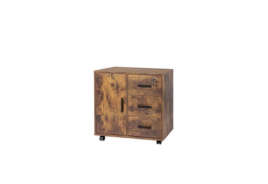 relaxdays Rollcontainer Abschließbarer Rollcontainer, Vintagebraun von RELAXDAYS