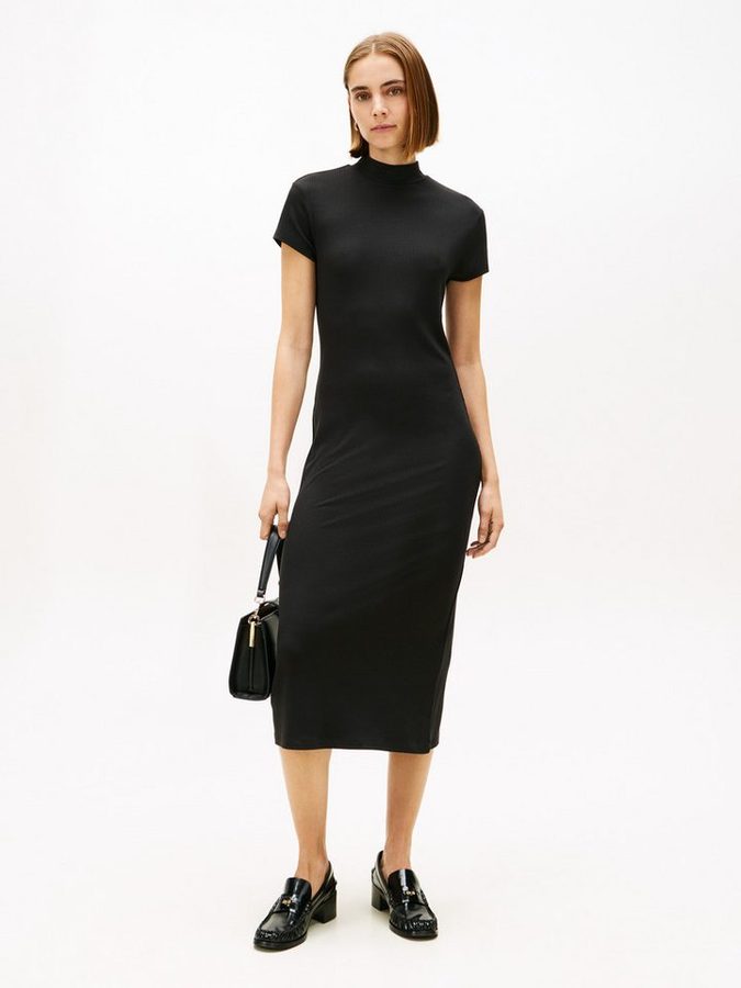 Tommy Hilfiger Jerseykleid SLIM 5X2 RIB MOCK-NK SS DRS in gerippter Struktur von Tommy Hilfiger