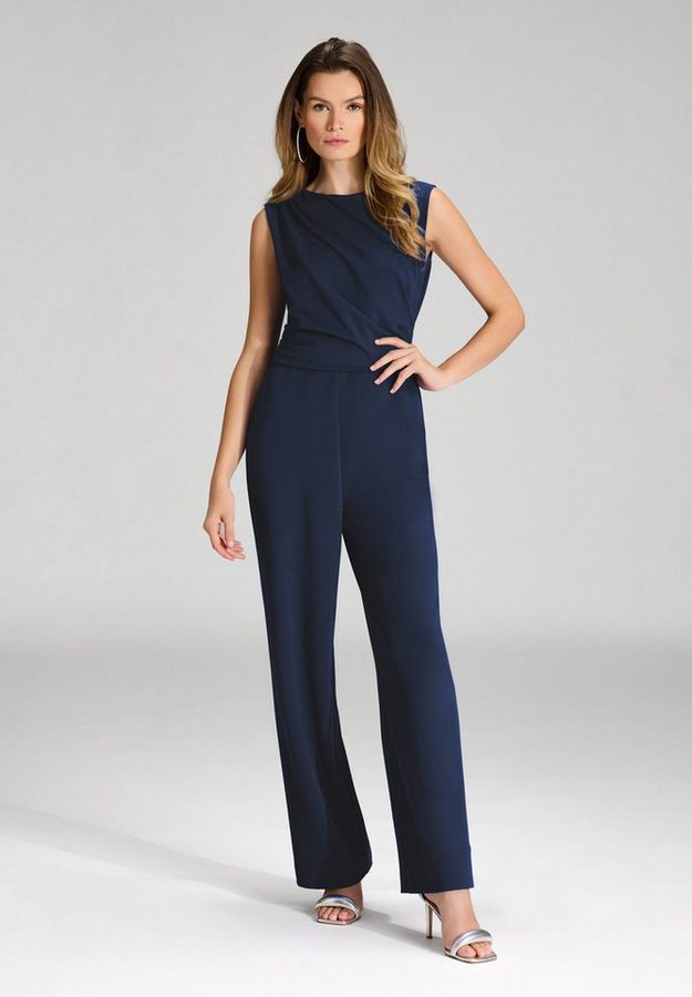SWING Jumpsuit - Jumpsuit aus Crepe Jersey mit Drapierung Oberteil in figurbetonter Passform von SWING