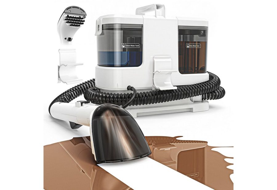 lubluelu Teppichreinigungsgerät V2 Teppichreiniger Waschsauger mit Heizfunktion Fleckenreiniger, 600 W, beutellos, mit 16000pa Saugkraft, für Sofas, Teppiche und Autositze von lubluelu
