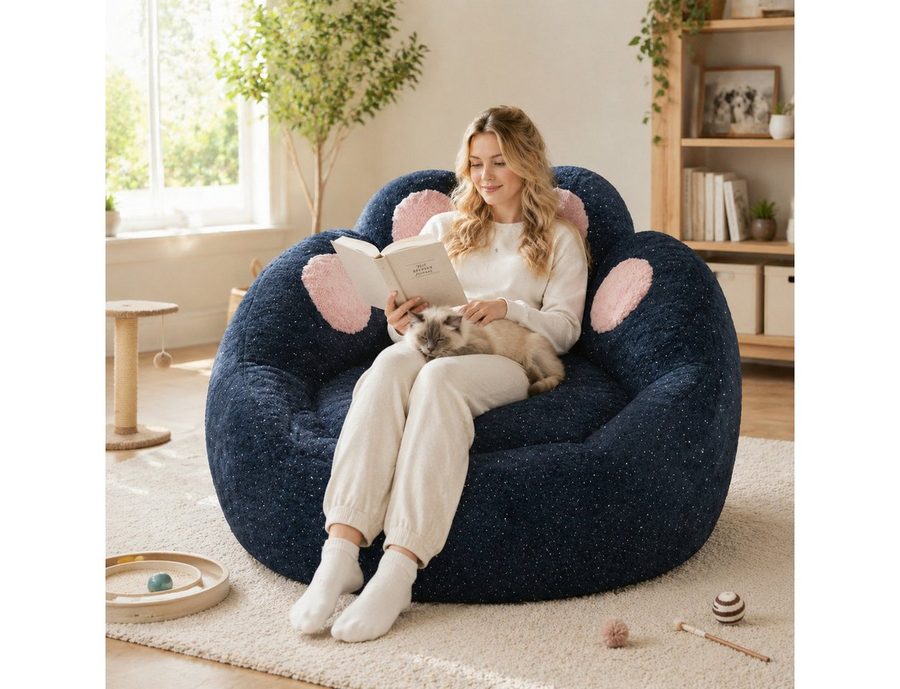 VUZINIC Sitzsack Süßer Katzenpfoten‑Sitzsack, glitzerndes Plüsch‑Bodensofa (1 St), rutschfest, montagefrei für Schlaf‑, Wohnzimmer & Studentenwohnheim von VUZINIC