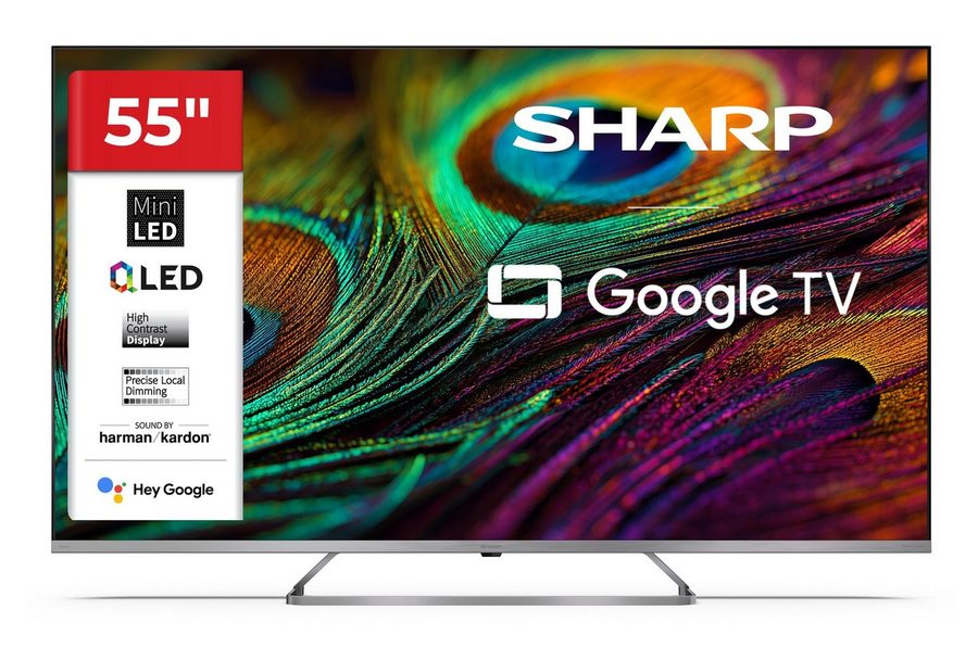 Sharp 55JP7765E QLED-Fernseher (139 cm/55 Zoll, 4K Ultra HD, Google TV, Google TV, Mini-LED, HDR Dolby Vision, Harman Kardon Sound) von Sharp