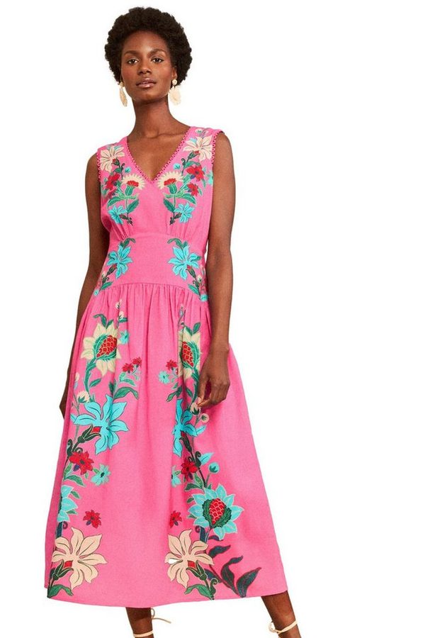 Love & Roses Midikleid Love & Roses Midikleid mit V-Ausschnitt (1-tlg) von Love & Roses