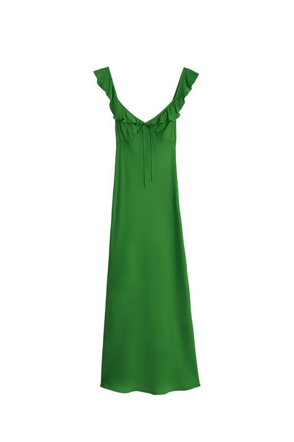 Bhoem Midikleid Midikleid mit Rüschendetail an den Trägern (1-tlg) von Bhoem