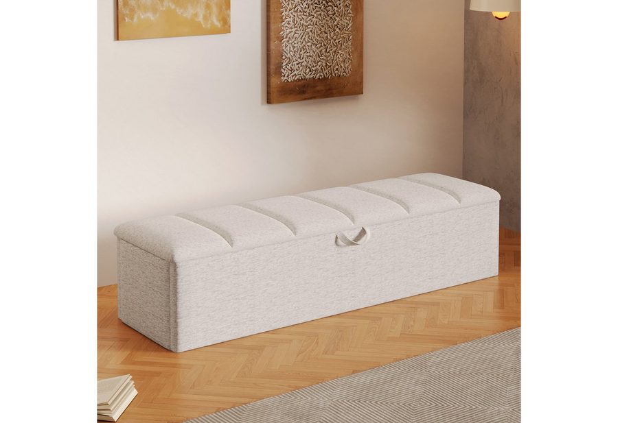 Flieks Polsterhocker, Betthocker Sitzhocker 113x32x36cm mit innerem Staufach von Flieks