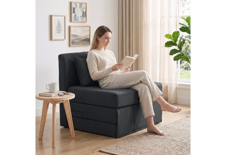 HOMCOM Bodenkissen Schlafsessel Klappbares Gästebett, Klappbar und multifunktional als Sofa & Bett verwendbar von HOMCOM