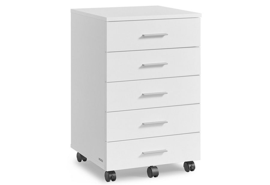 VASAGLE Rollcontainer mobiler Aktenschrank, Schubladenschrank, für Büro, Homeoffice, mit schraubenlosen Gleitschienen, Druckerständer von VASAGLE
