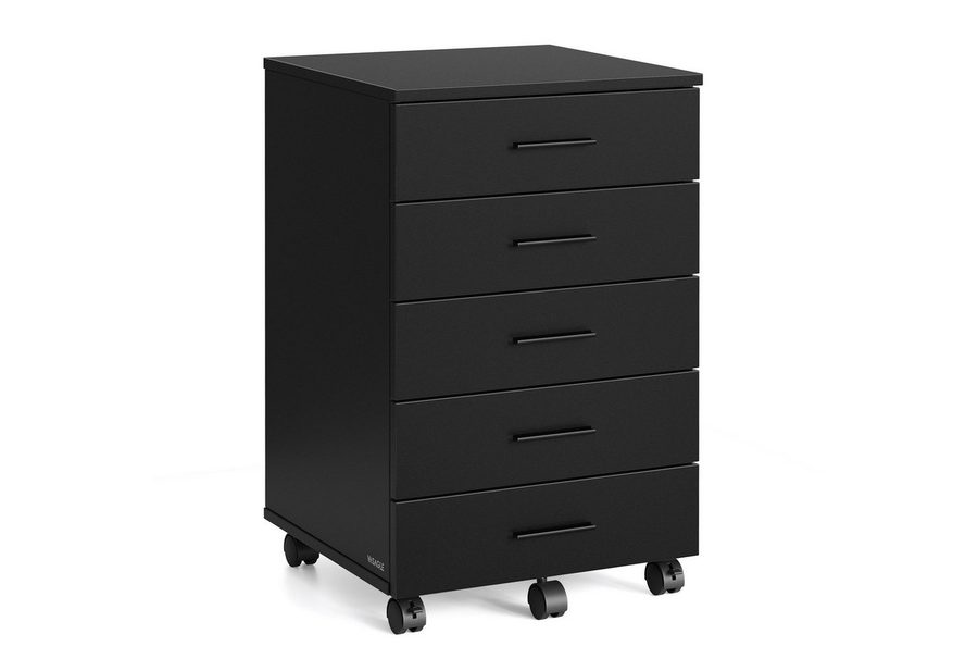 VASAGLE Rollcontainer mobiler Aktenschrank, Schubladenschrank, für Büro, Homeoffice, mit schraubenlosen Gleitschienen, Druckerständer von VASAGLE