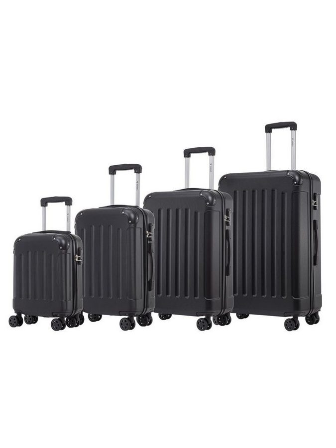 YONSLY Kofferset Reisekoffer Trolley Rollkoffer Handgepäck Hartschalenkoffer Größen-Set, 4 Rollen, (4er Set, 4 tlg., Größen S, M, L & XL), ABS und Aluminium, Zahlenschloss, Gummigriff, leicht und robust von YONSLY